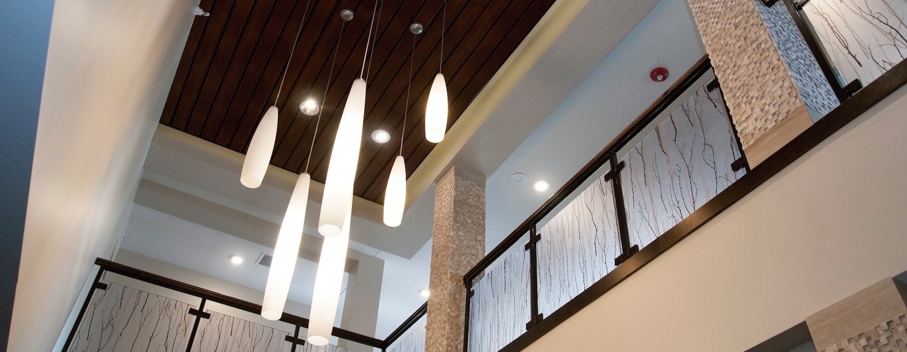 a ceiling with a chandelier